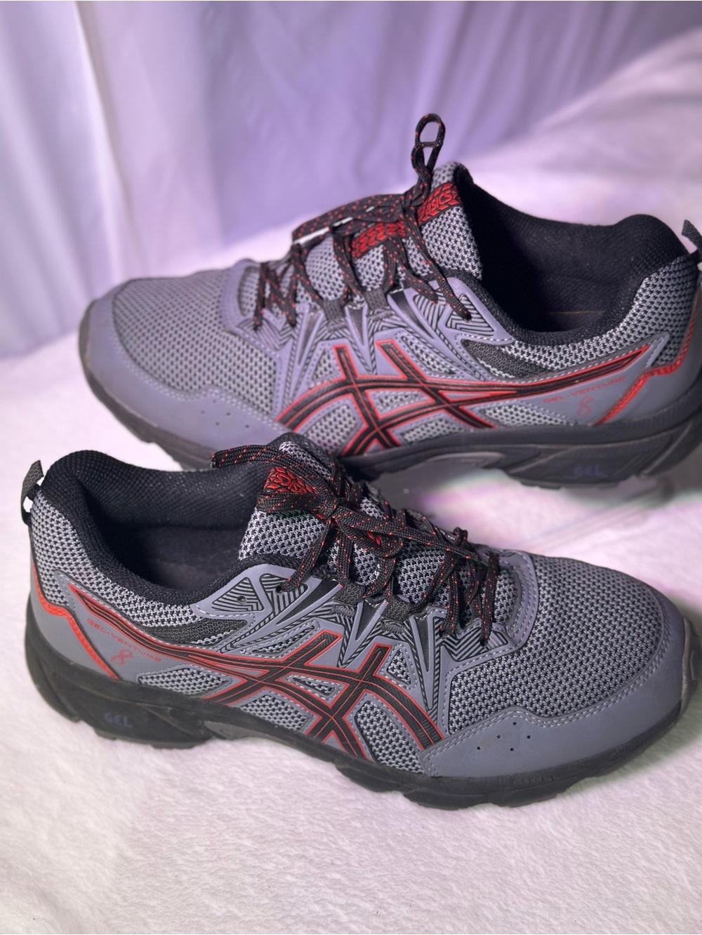 ASICS Gray and Red Men's Running Sneakers - Picture 3 of 10